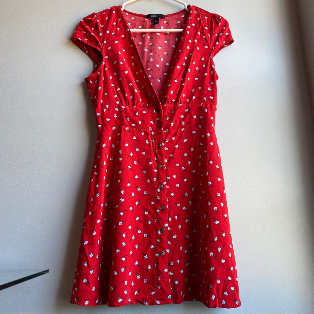Forever 21 red floral dress